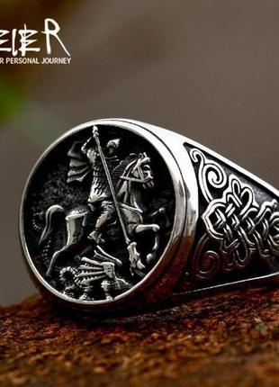 Кольцо мужское печатка стильная в стиле панк vikings