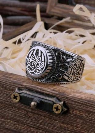 Кольцо мужское печатка стильная в стиле панк vikings