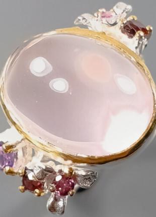 Кольцо СЕРЕБРО 925 Натуральный розовый кварц