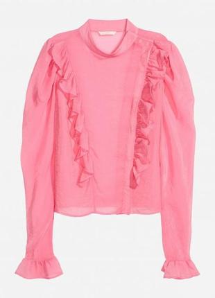Ніжна блузка рожева з воланами h&m ❤️ xl-xxl