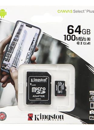 Карта пам'яті 64GB Kingston microSDHC Canvas Select Plus R100M...