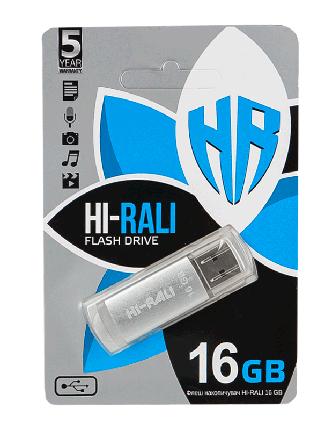 Флешка 16 GB Hi-Rali Silver для зберігання та передачі інформа...
