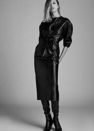 Zara сукня з екошкіри міді чорного кольору s