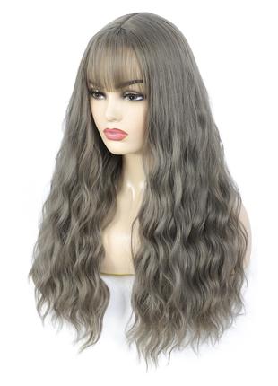 Стильній длинный парик из синтетических волос с челкой-70см