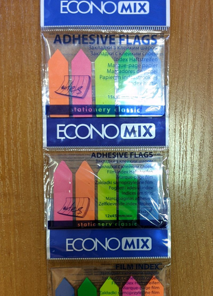 Закладки пластиковые с липкой полоской Economix 4 упаковки по 125