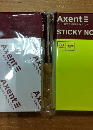 Бумага для записей с клейкой полоской Axent 2 упаковки по 80 штук