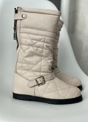 Молочні зимові чоботи із натуральної шкіри на хутрі