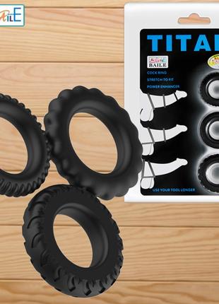 Набор черных эрекционных колец "Titan cock ring set " BI-210148