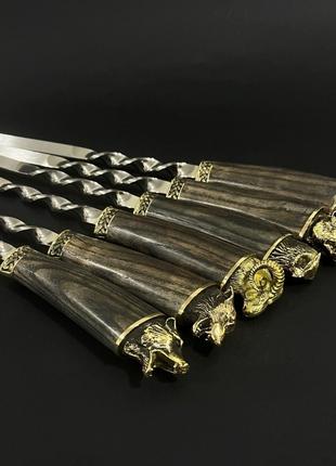 Шампура с деревянными ручками в кожаном колчане Дикие Звери