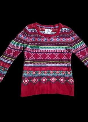 Logg h&m кофта светр жіночий червоний новорічна новий рік в'яз...