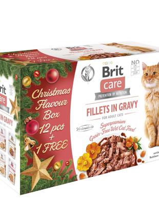 Різдвяний набір вологих кормів для котів Brit Care філе в соус...