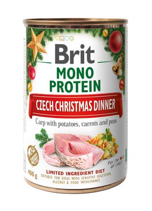Різдвяні консерви для собак Brit MonoProtein короп і картоплян...