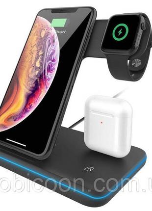 Бездротова зарядка 3in1 Fast Wireless Charger Black