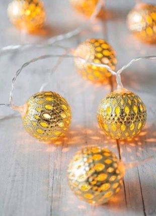 Гирлянда новогодняя для декора в металле 4 метра, ёлочка,шары,...