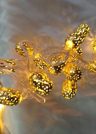 Новогодняя гирлянда золото фигурки в ассортименте длина 3 метры