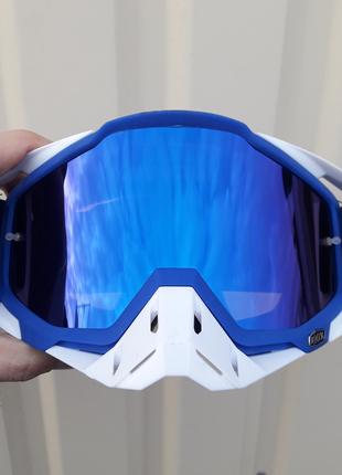 Лыжные очки маска для сноуборда 100% синие