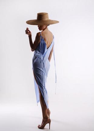 Новое летнее дизайнерское брендовое голубое платье хлопок сара...