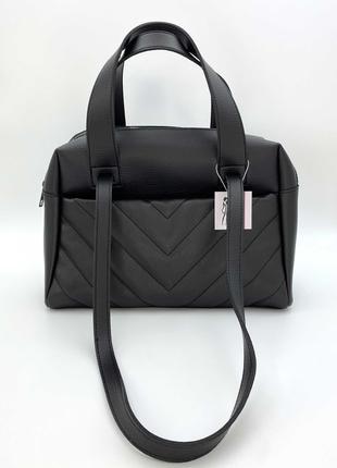 Женская черная сумка шопер черный шоппер стеганная сумка а4 сумка