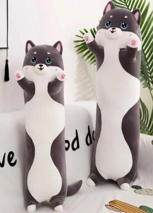 Кіт 130 см темно сірий кіт котик іграшка батон подушка