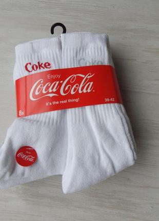 8 пар. теплі чоловічі шкарпетки coca-cola махрові. 39-42 білі