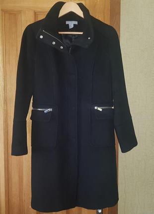 H&m модное женское черное пальто на змейке размер 38/m/46