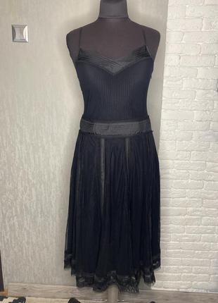Шикарна чорна сукня плаття міді сітка на підкладці monsoon, m