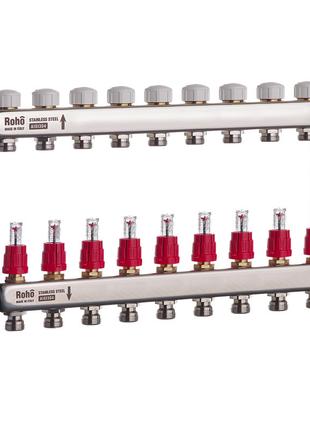 Коллектор с расходомером и термостатическими клапанами Roho R8...