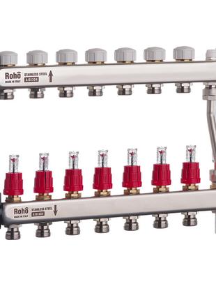 Коллектор с расходомерами и термостатическими клапанами с байп...