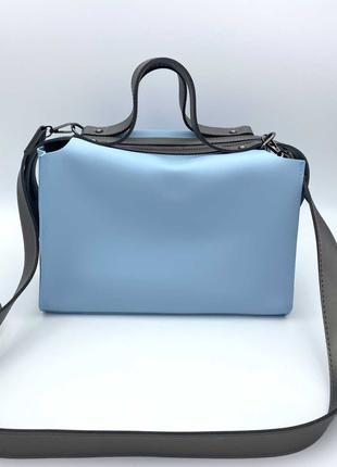 Женская сумка 2в1 комплект сумок голубой саквояж голубая сумка