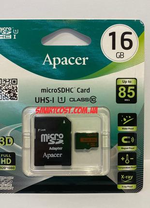 Карта памяти Apacer microSDHC UHS-I 85R 16GB сlass10 +SD adapt...
