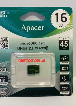 Карта пам'яті Apacer microSDHC 16GB UHS-I Class 10 Full HD 3D