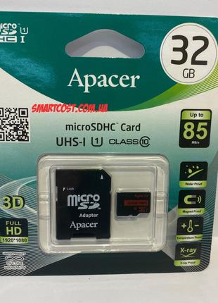Карта памяти Apacer microSDHC UHS-I 85R 32GB сlass10 + SD adap...