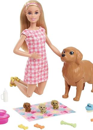 Игровой набор Кукла Барби и собака с новорожденными щенками Ba...