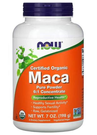 Натуральна добавка NOW Maca Pure Certified Organic, 198 грам