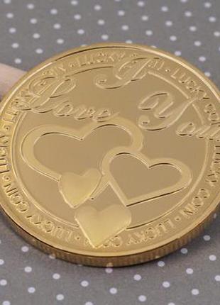 Монета сувенирная I Love You, цвет - золото арт. 02845