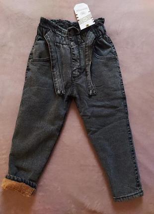 Утепленные на травке джинсы для девочек 3-7 лет
