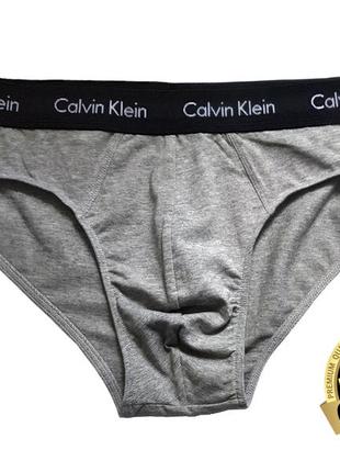 Трусы мужские слипы (плавки) calvin klein серые. полномерная м...