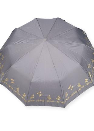 Жіноча парасолька напівавтомат на 10 спиць темно-сіра