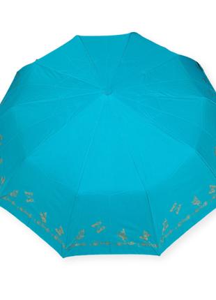Женский зонт полуавтомат на 10 спиц бирюзовый