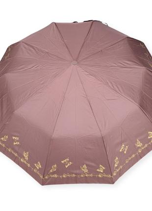 Женский зонт полуавтомат на 10 спиц коричневый