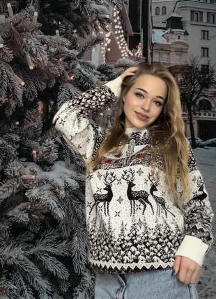 Теплий, святковий, новорічний светр турецького виробника