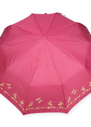 Женский зонт полуавтомат на 10 спиц бордовый