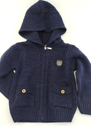 Детский свитер 1, 2, 3 года Турция теплый для мальчиков тёмно-...