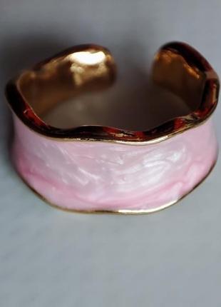 Перстень рожевий золотий емаль каблука кольцо кільце рожеве