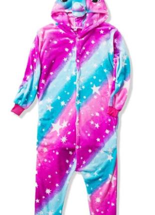 4268 кигуруми пижама единорог звездный фиолетовый/голубой разн...