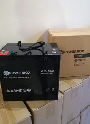Гелевий акумулятор, батарея, AGM PowerBox 55 Ah 12v, нові, в наяв