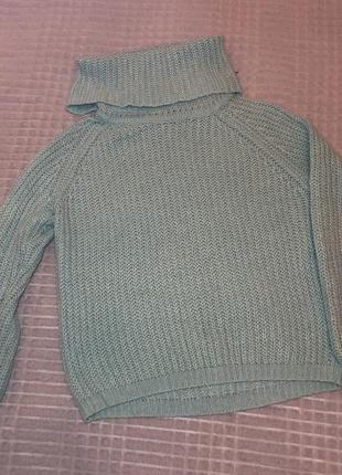 Мятний в’язаний  светр