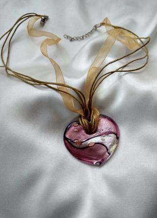 Кулон-подвеска в форме Сердца из муранского стекла Murano