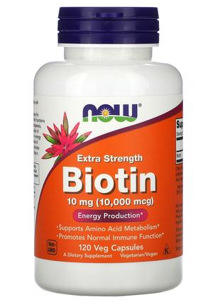 Биотин 10 000 мкг Now Foods Biotin для здоровья волос и кожи 1...