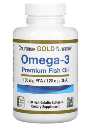 Омега-3 180 EPA 120 DHA California Gold Nutrition Omega 3 з ри...